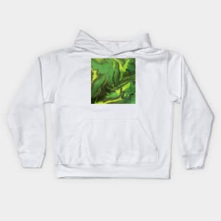 Green on greenacrylic pour Kids Hoodie